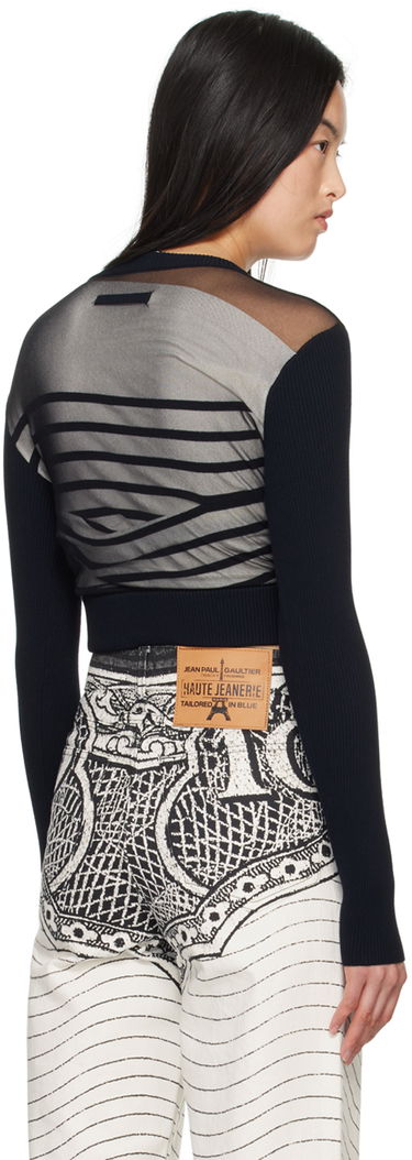 Villapaita Jean Paul Gaultier Gaultier 'The Marinière' Striped Mesh Top Musta | 24/25-F-PL047B-M064-590100, 2