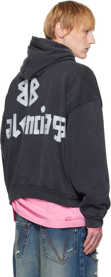 Huppari Balenciaga Balenciaga Tape Type Ripped Pocket Hoodie Musta | 744441TRVK2, 2