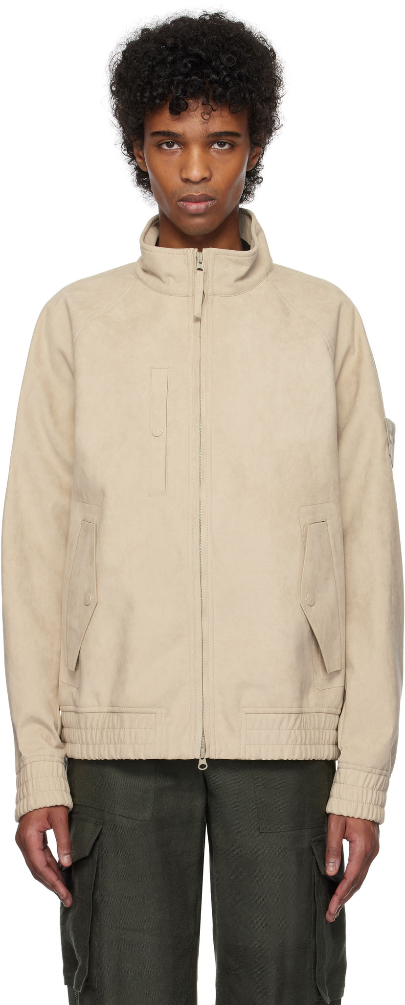 Bomber-takki Stone Island Stone Island Faux-Suede Bomber Jacket Beige | K1S15 4100027 S00F2