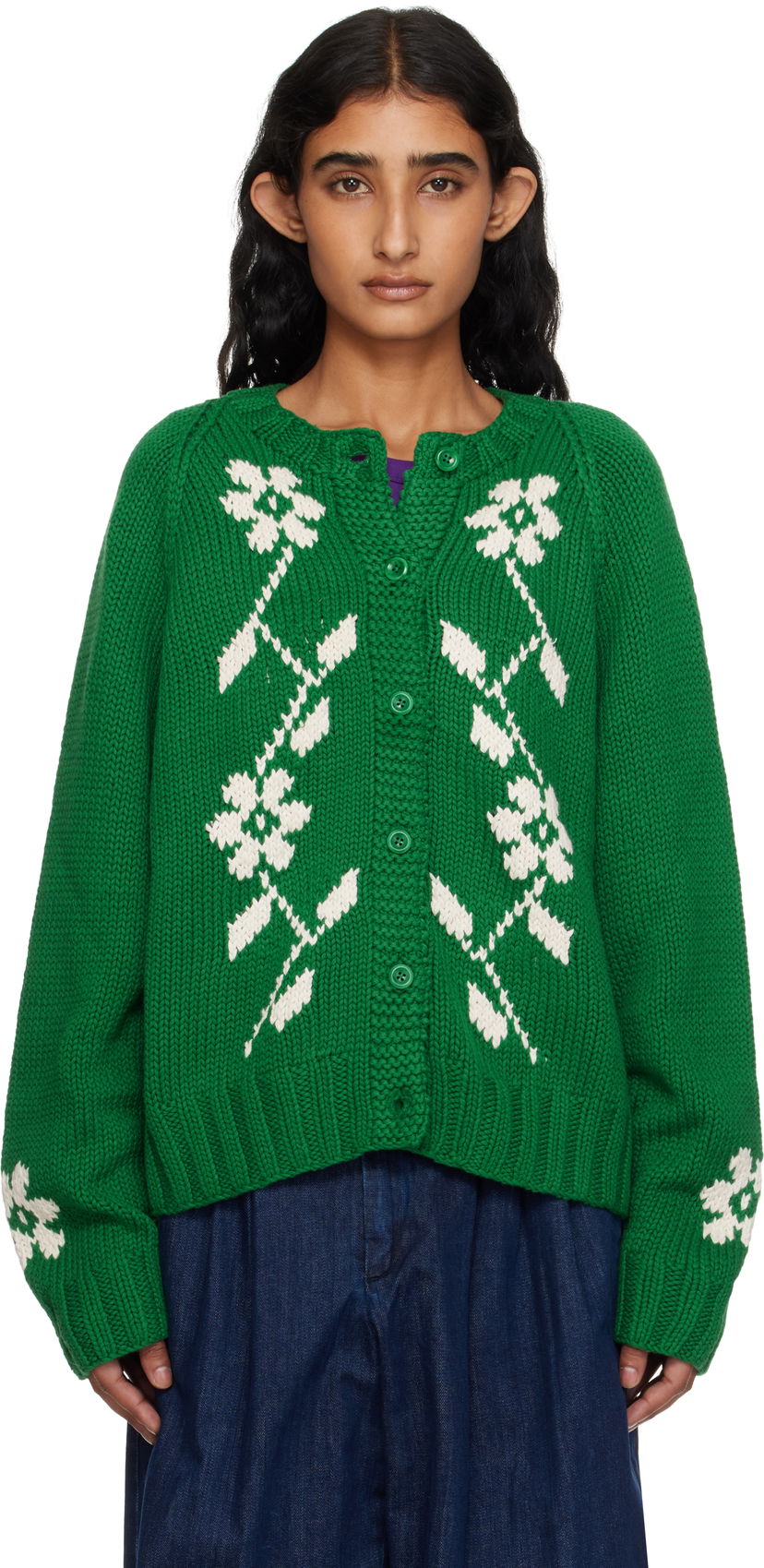Villapaita YMC YMC Atomic Knit Cardigan Vihreä | Q8YMD