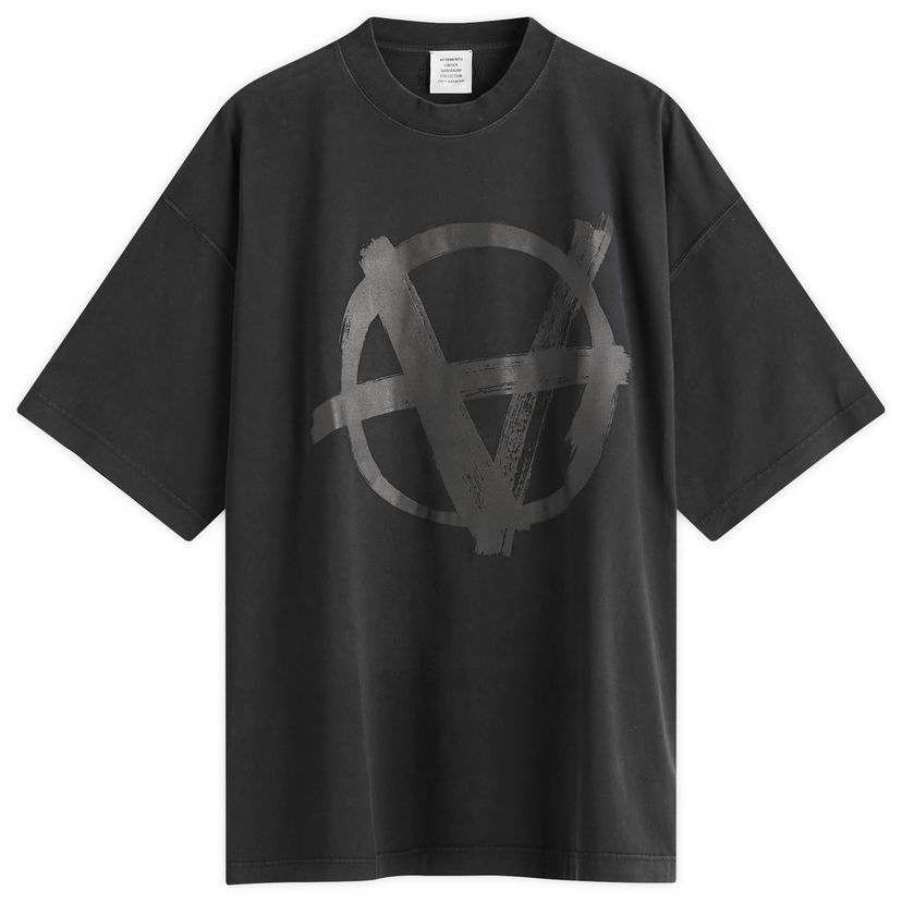T-paita VETEMENTS VETEMENTS Double Anarchy Oversized T-Shirt, Size Large Musta | UA66TR665B