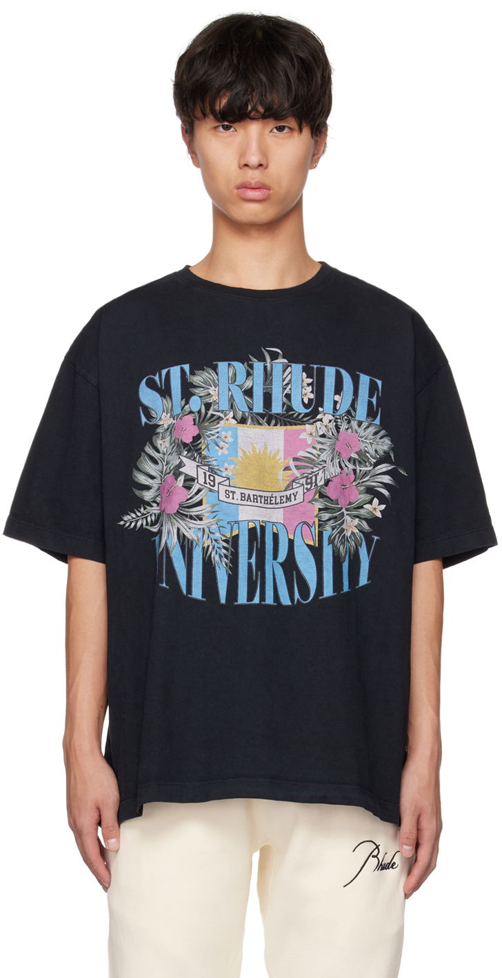 T-paita Rhude Rhude St. Barthélémy University Graphic Tee Musta | RHPS23TT12837610