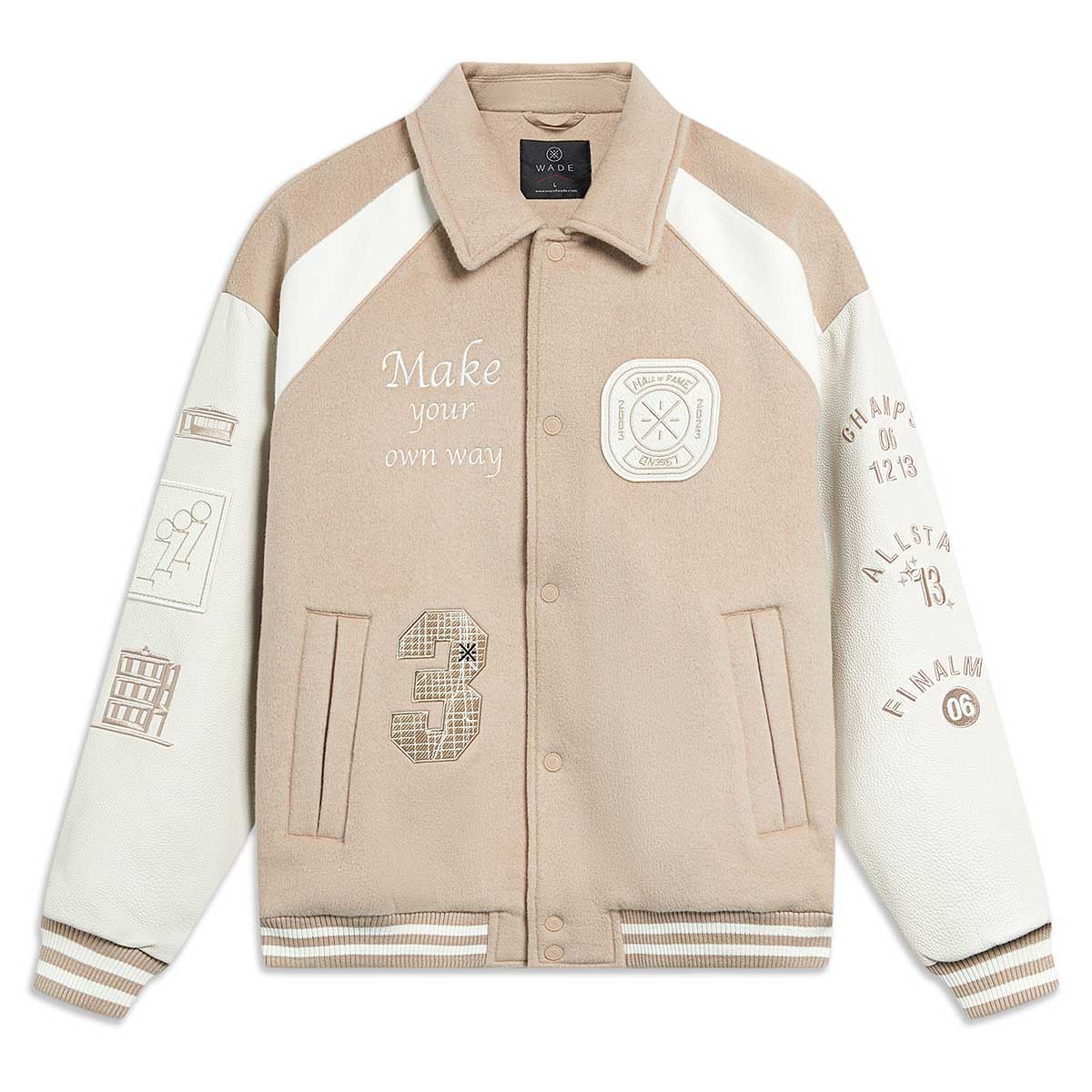 Takki Li-Ning D. WADE Hall of Fame Varsity Jacket Beige | AJPT005-3, 1