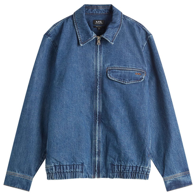 Takki A.P.C. A.P.C. Men's Fabrizio Zipped Denim Jacket Sininen | COHJK-H32015-IAL