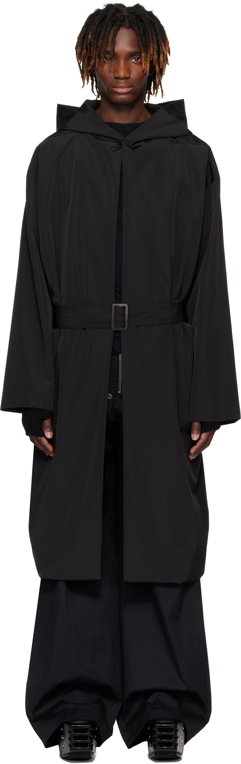 Sadetakki Rick Owens Rick Owens Hooded Robe Coat Musta | RU01E5970 MB