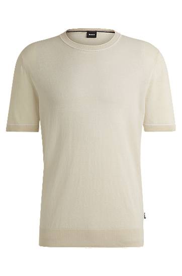 Villapaita BOSS Linen-Blend Knit Sweatshirt Beige | 50537639