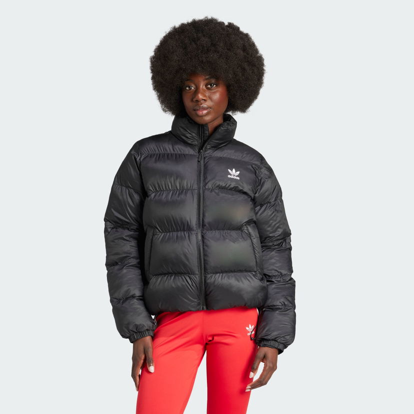 Puffer takki adidas Performance Adicolor Short Puffer Musta | JD0420
