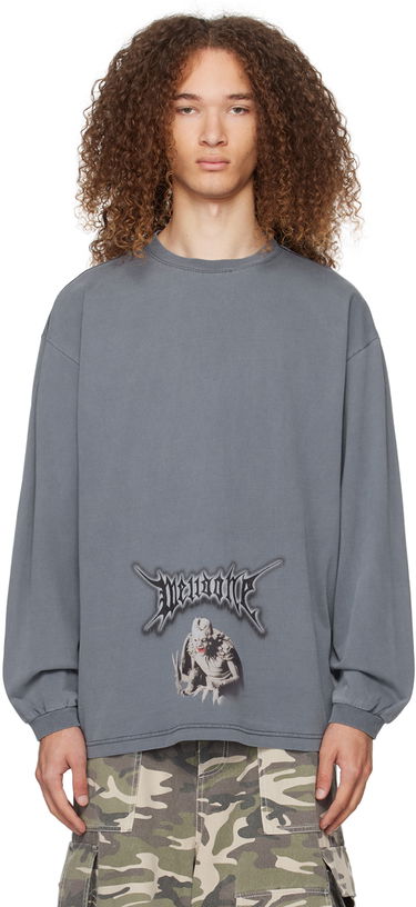 T-paita We11done Monster Graphic Long Sleeve T-Shirt Sininen | WD-TT0-24-718-U-NV, 0