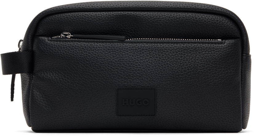 Matkalaukku BOSS Pebbled Faux Leather Washbag Musta | 50535686