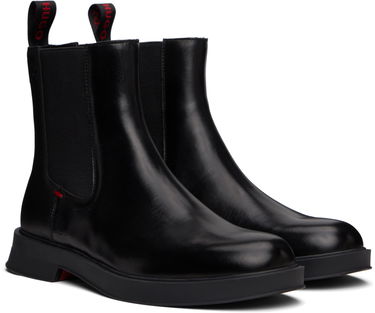 Vaatteet BOSS Leather Chelsea Boots with Stacked Logo Musta | 50548489, 4