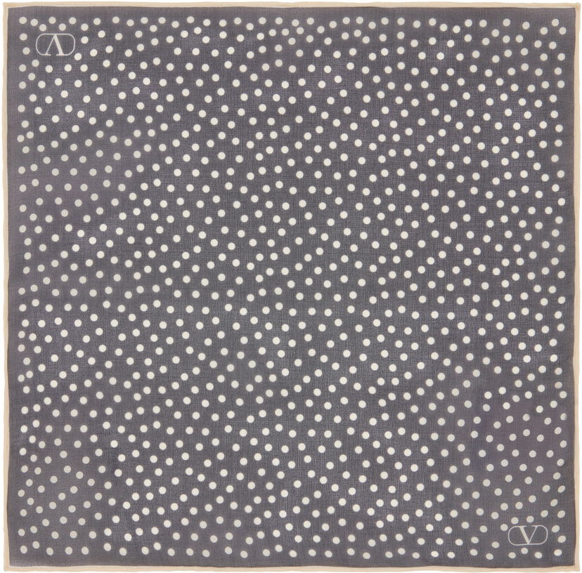 Huivi Valentino Valentino Garavani Chez Valentino Silk Pocket Square with Polka Dot Print Harmaa | 6W0EX002TTR