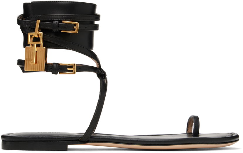 Asusteet Tom Ford TOM FORD Soft Calf Ankle Wrap Sandals Musta | W3669-LCL002G