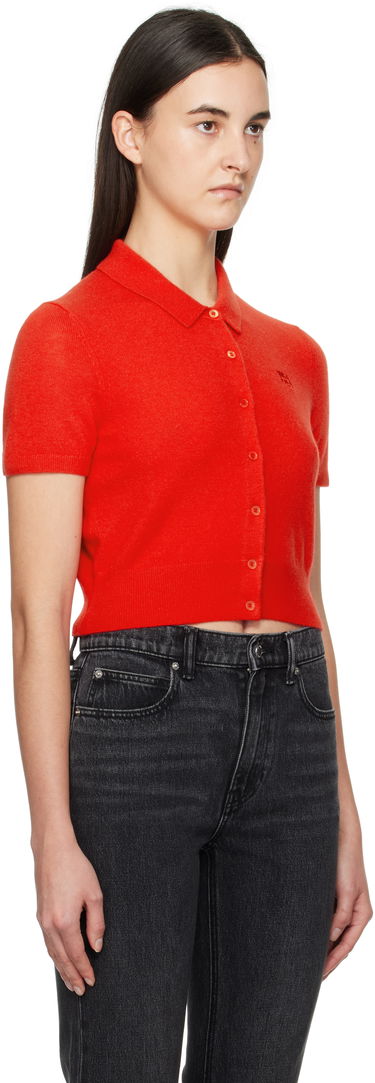Hame Alexander Wang Alexander Wang Embroidered Logo Polo Cardigan Musta | 4KC1253068, 4