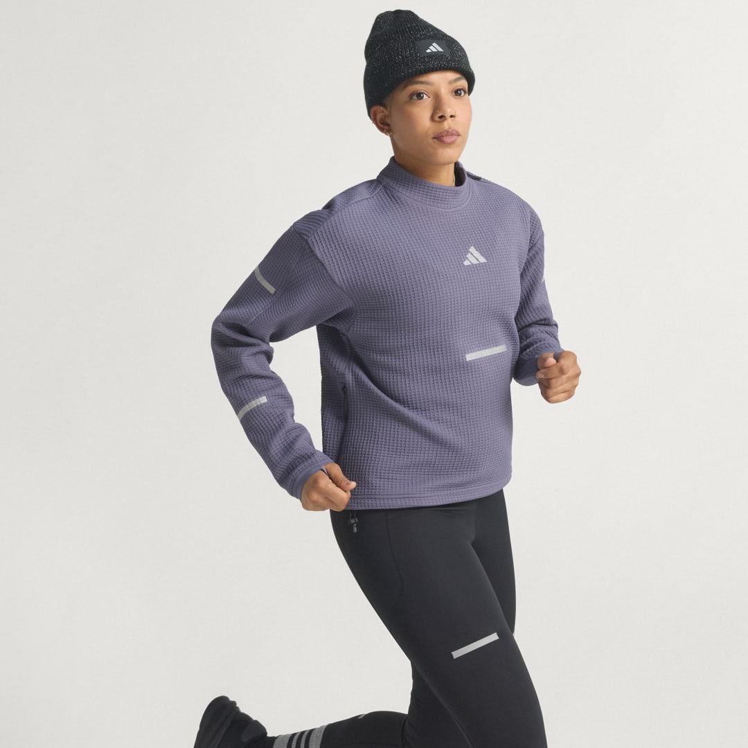 Huppari adidas Performance CLIMAWARM+ Running Top Violetti | JP3844, 0