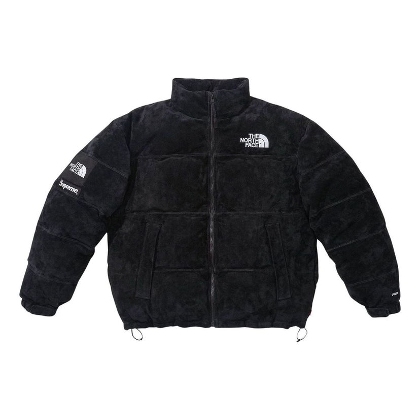 Puffer takki Supreme North Face Suede Nuptse Jacket Musta | SUP-FW23-213