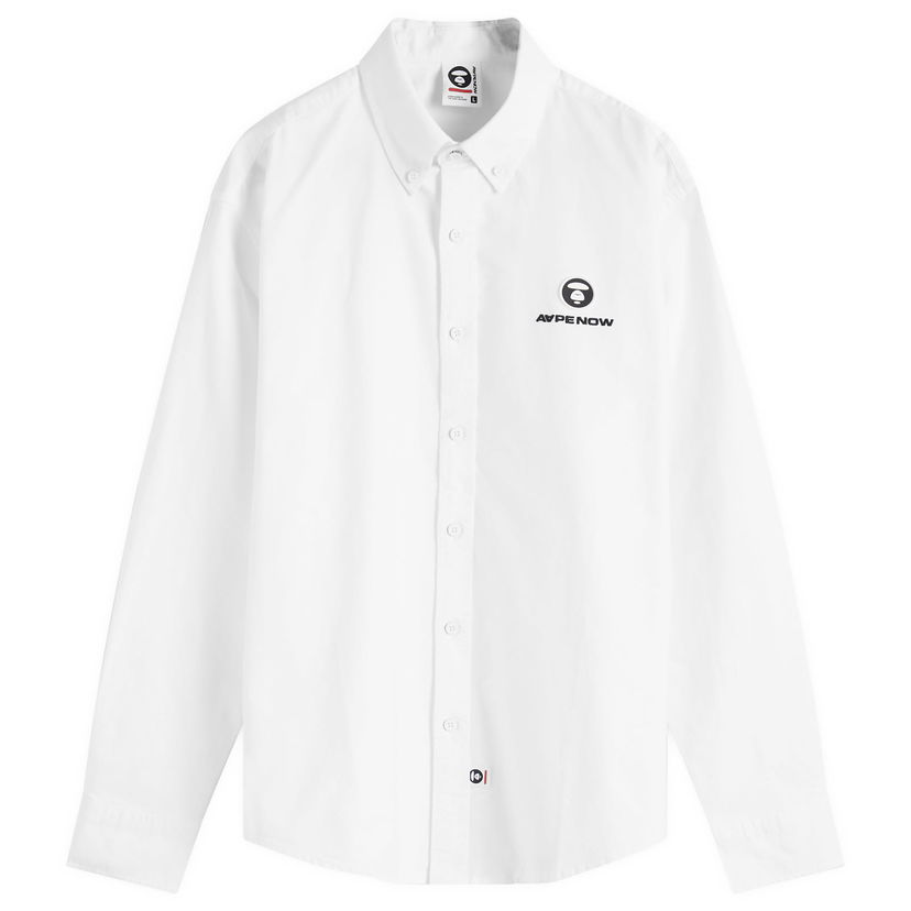 Paita AAPE by A Bathing Ape AAPE Now Oxford Shirt, Size Large Valkoinen | AAPSTM8495XXNWHX