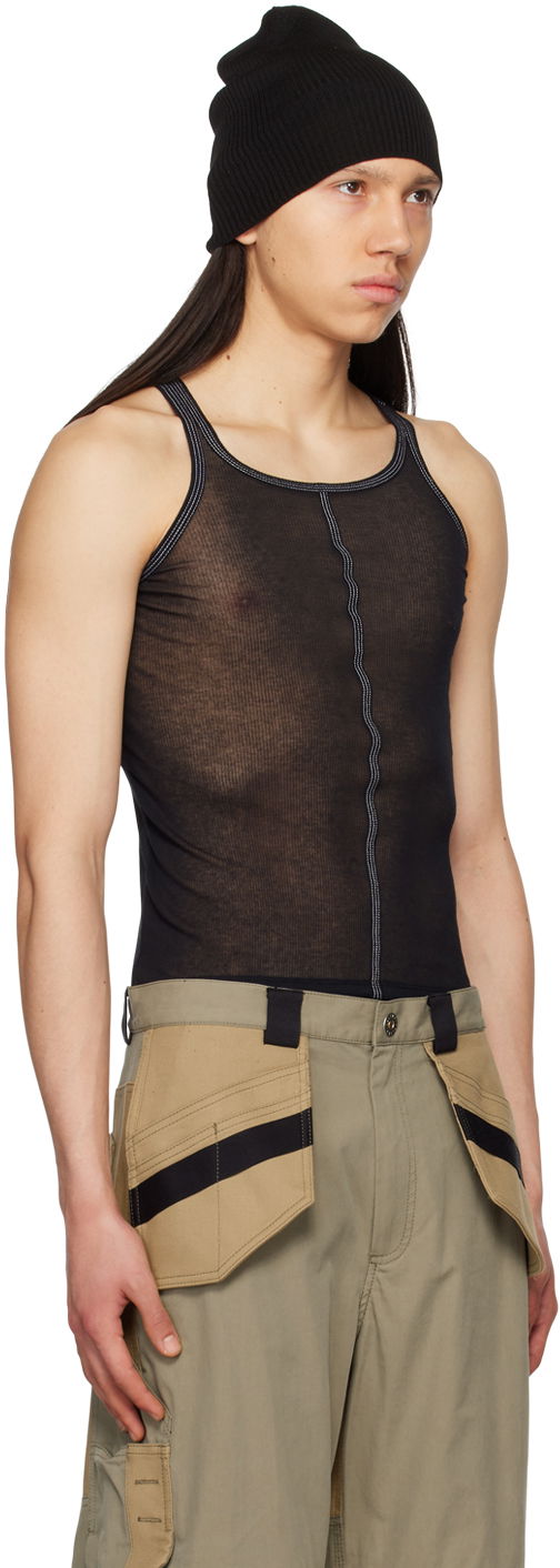Tankkitoppi Dion Lee Black Semi-Sheer Tank Top Musta | C3131S23, 1