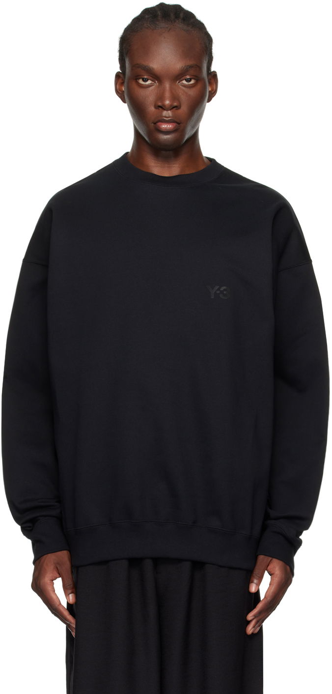 Huppari Y-3 Black Bonded-Logo Sweatshirt Musta | IW0075