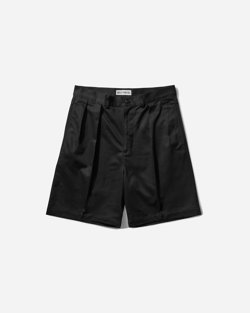 Shortsit WACKO MARIA Double Pleated Chino Shorts Musta | 25SS-WMP-PT14 BLACK
