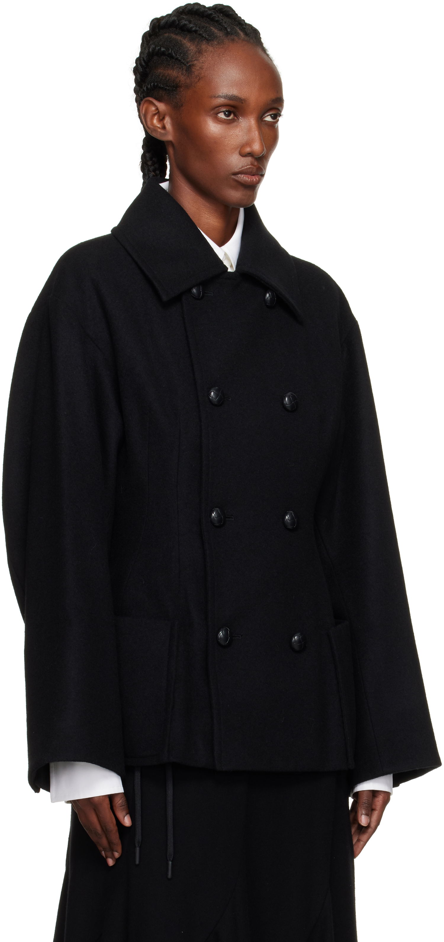Takit Yohji Yamamoto Yohji Yamamoto Darts Pea Coat Musta | FM-J53-103, 1
