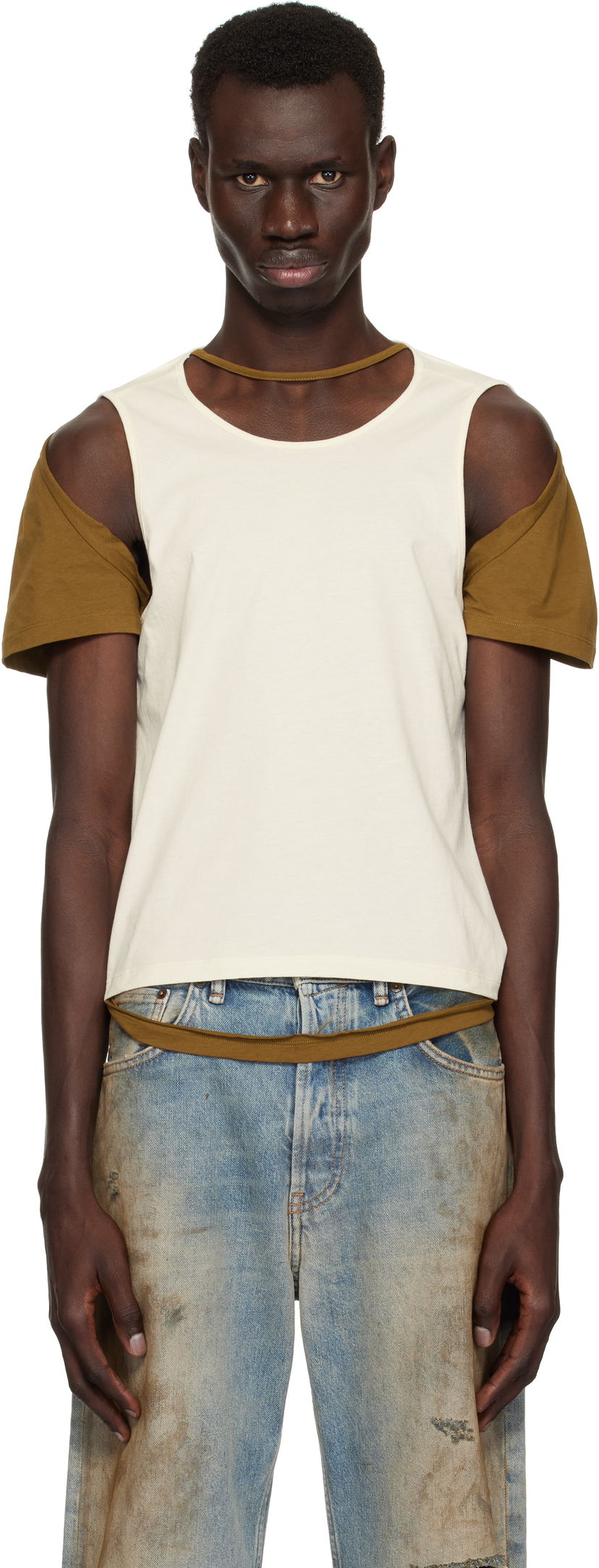Tankkitoppi Eckhaus Latta Eckhaus Latta Hugging T-Shirt Valkoinen | 1203-EL-PS25-C - COCONUT