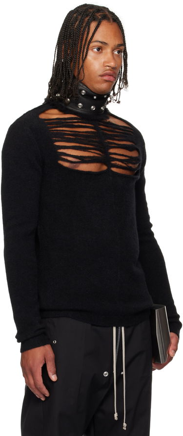 Villapaita Rick Owens Rick Owens Concordians Long Sleeve Grid Knit Sweater Musta | RU02E1670 KGRIDP, 1