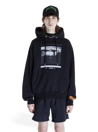 Huppari HERON PRESTON Misprinted Heron Hoodie Musta | HMBB024S23JER0051010