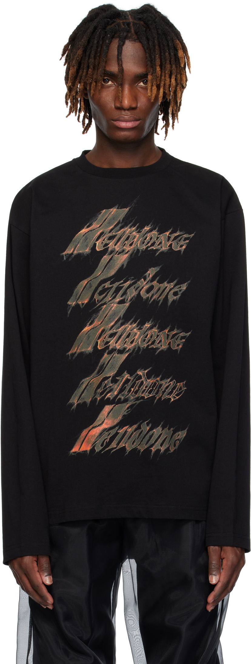 T-paita We11done We11done Spark Logo Graphic Long Sleeve T-Shirt Musta | WD-TT0-25-752-U-BK
