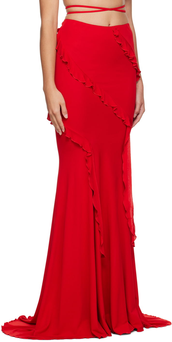 Hame Blumarine Blumarine Ruffled Maxi Skirt Punainen | P344G007A, 1