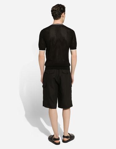 Shortsit Dolce & Gabbana Linen Cargo Shorts Musta | GV5TATGI437N0000, 2
