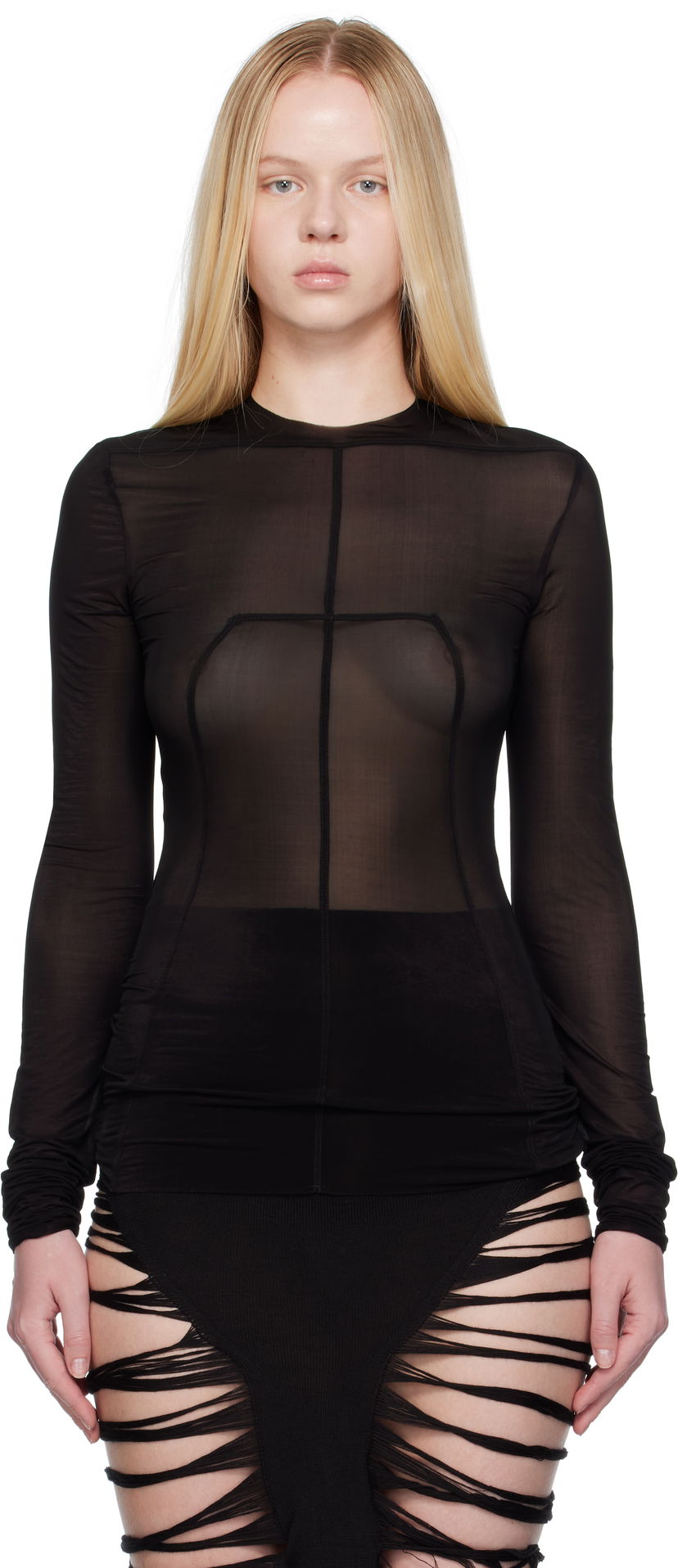 Jersey Rick Owens Rick Owens Lido Stretch Cupro Jersey Top Musta | RO01E7265 BZ