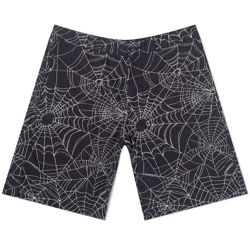 Shortsit Neighborhood Neighborhood Spiderweb Shorts Musta | 231UTNH-PTM02-BLK