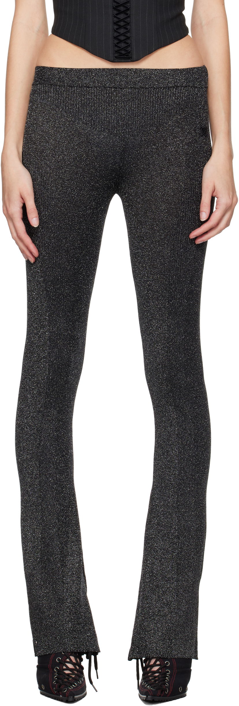 Leggingsit MISBHV Knitted Flared Trousers Musta | 241W307