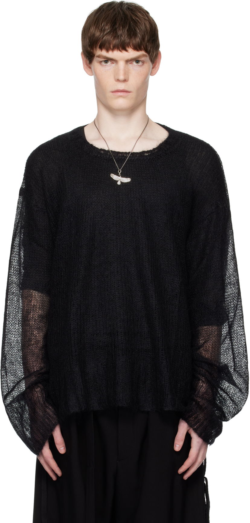 Villapaita Ann Demeulemeester Ann Demeulemeester Kent Open Neck Sweater Musta | B0012862-KN058-099