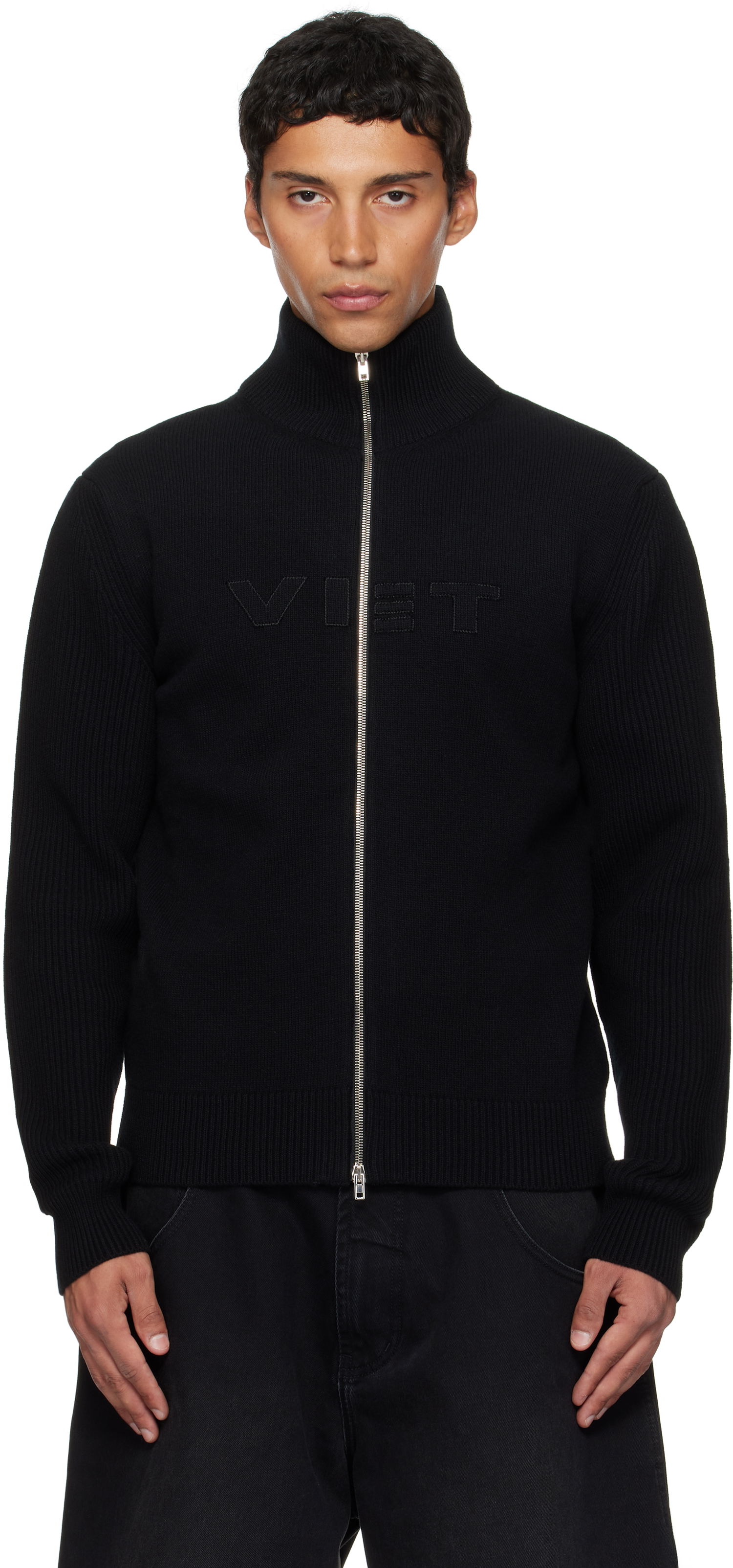 Villapaita VETEMENTS VETEMENTS 'VET' Zip-Up Sweater Musta | UH76KN400B, 0