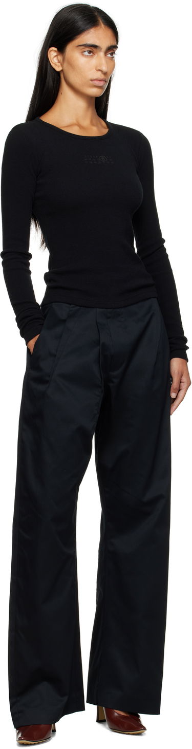 T-paita Maison Margiela MM6 Maison Margiela Wool Blend Rib Jersey Long Sleeve T-Shirt Musta | S52NH0029 M20122, 3