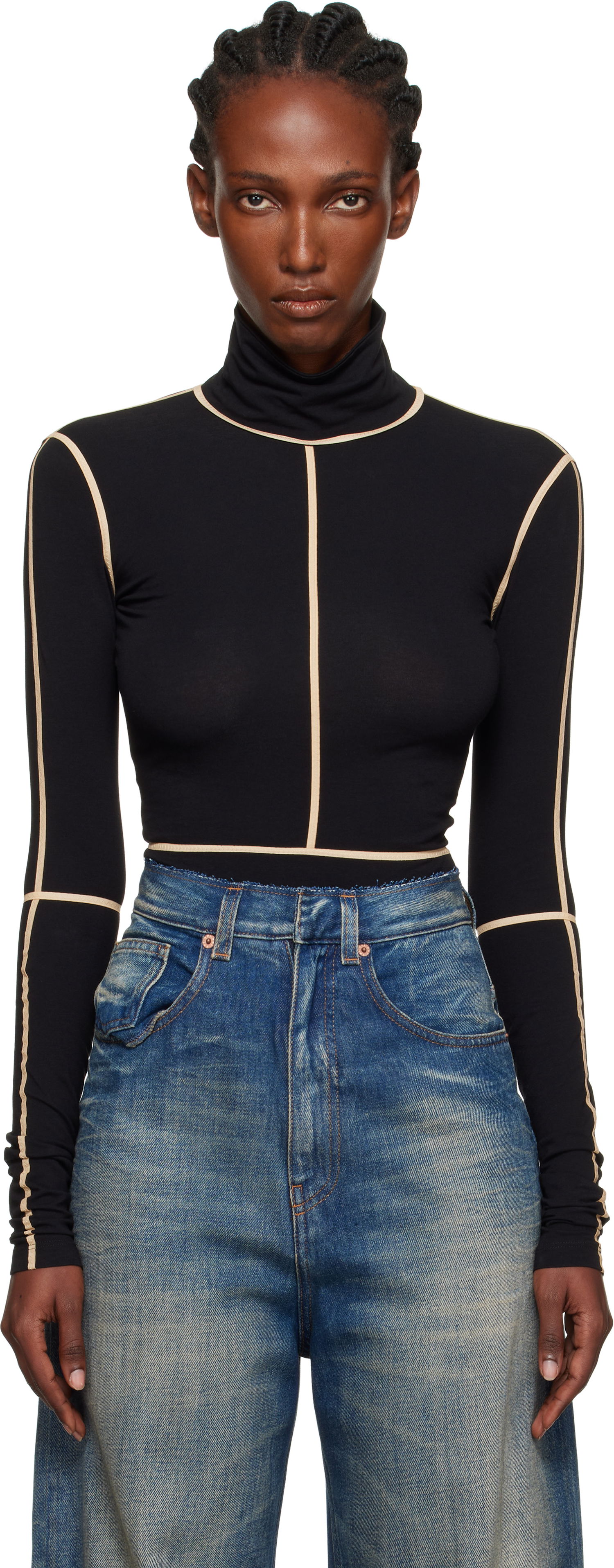 Body Maison Margiela MM6 Maison Margiela Long Sleeve Turtleneck Bodysuit Musta | S52NA0072 M20125, 0