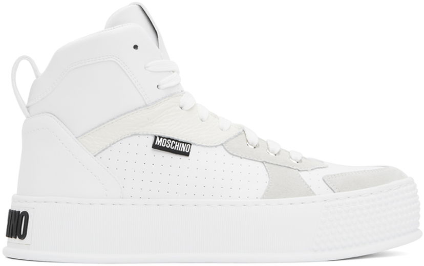 Vaatteet Moschino Moschino Bumps & Stripes High-Top Valkoinen | MB15594G0IGAE10B