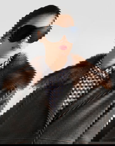 Takki Dolce & Gabbana Dolce & Gabbana Leather Jacket with Fur Collar and Leopard Print Lining Ruskea | F9S72LHULXVM0022, 3