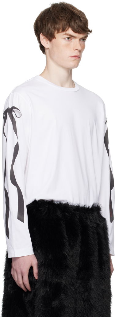 T-paita Simone Rocha Simone Rocha Ribbon Bow Tail Long Sleeve T-Shirt Valkoinen | 5194P54-M 0569, 1