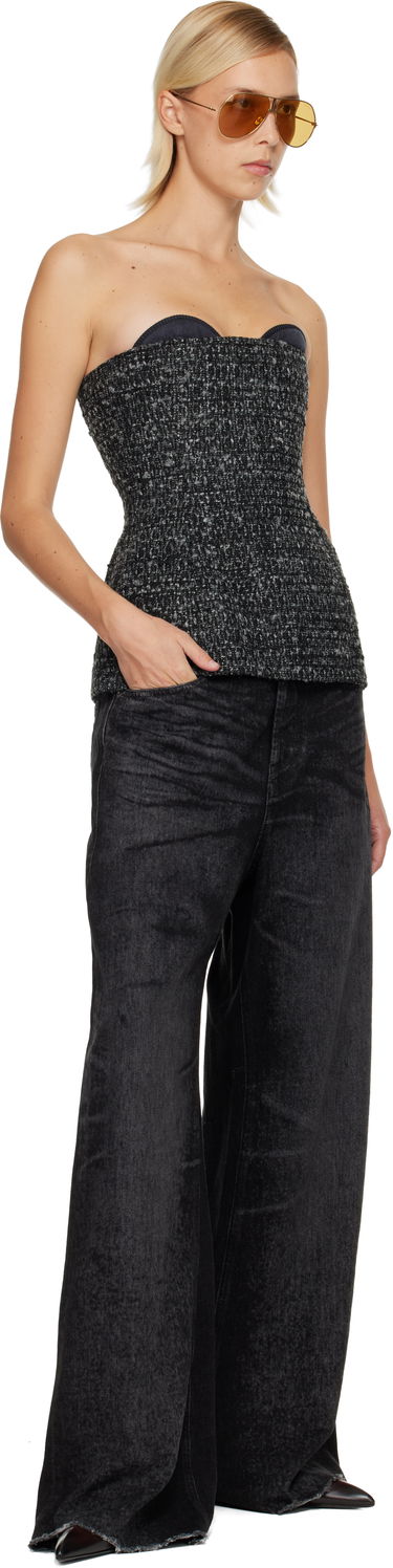 Jeans Diesel 1996 D-Sire Distressed Wide-Leg Jeans Musta | A21497 007DB, 3