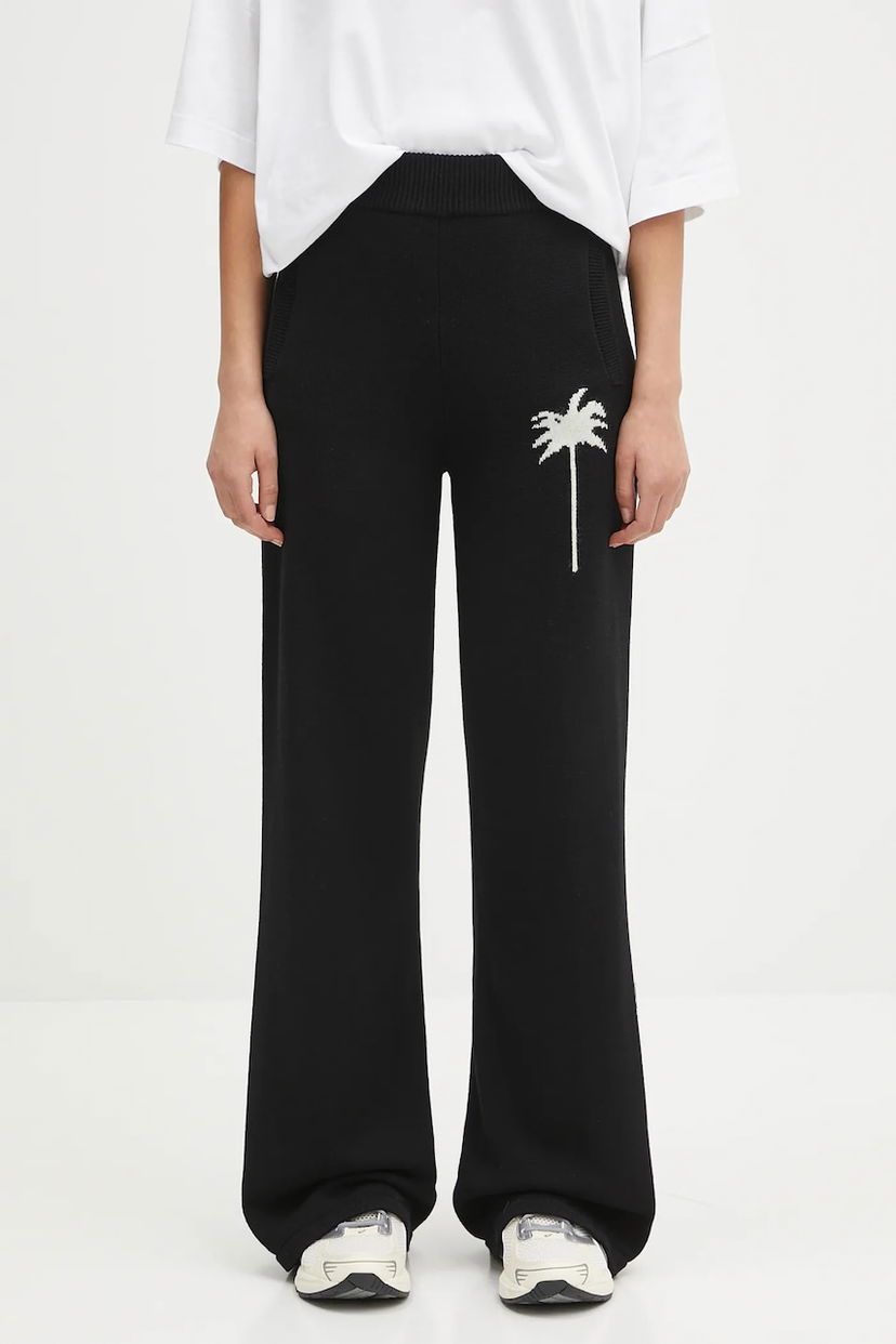 Housut Palm Angels Palm Angels Palms Knit High Waist Wide Leg Pants Musta | PWHG035S25KNI0011003