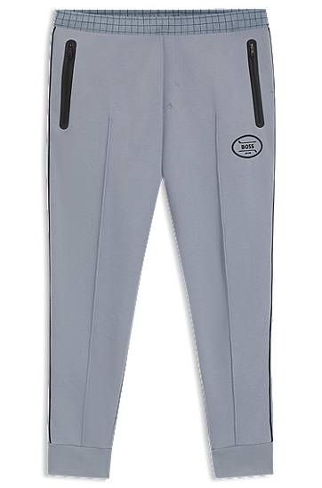 Verryttelyhousut BOSS BOSS Check-Print Piqué Tracksuit Bottoms Harmaa | 50543466