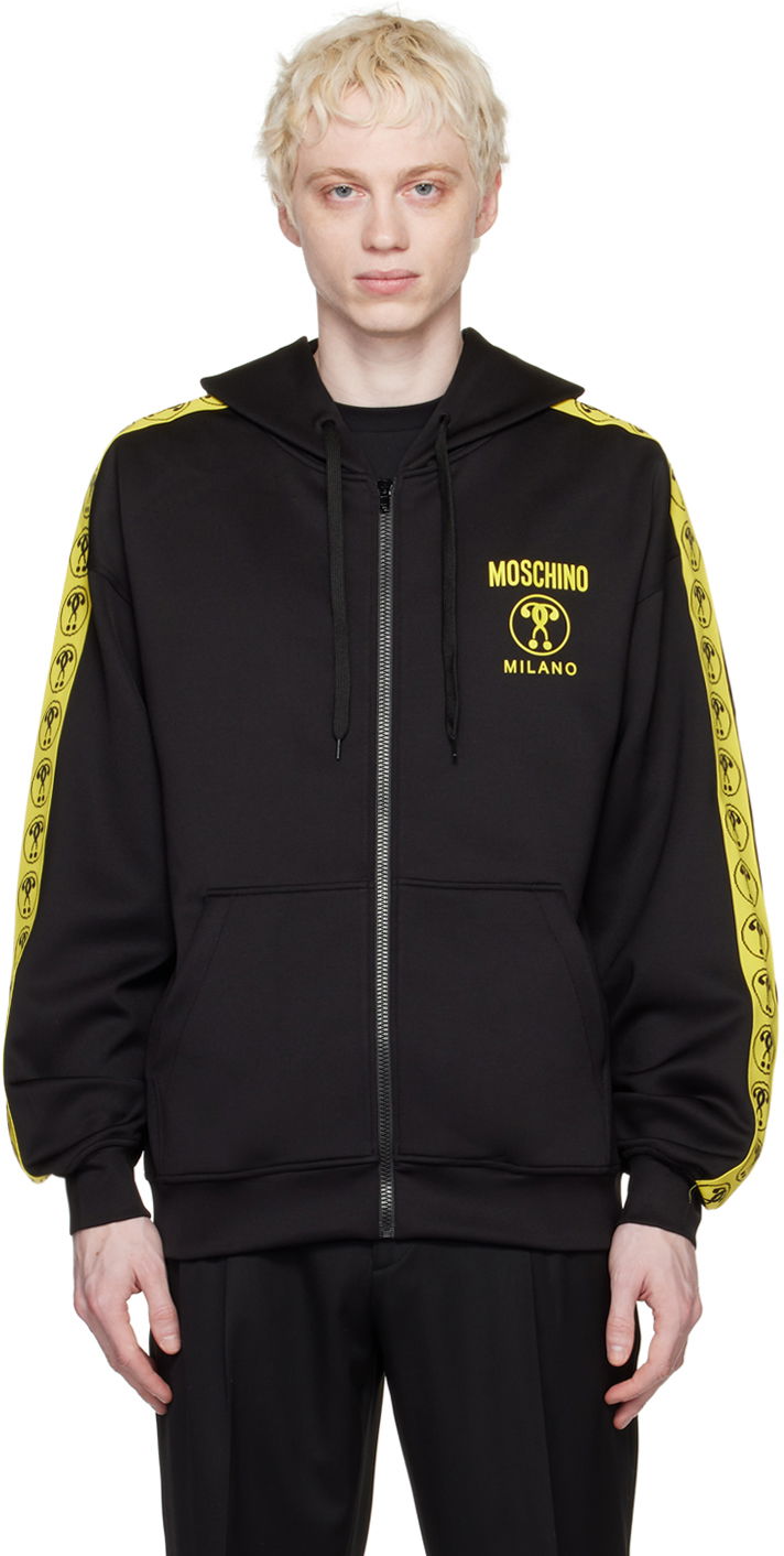 Huppari Moschino Double Question Mark Logo Zip Hoodie Musta | 1724 2029