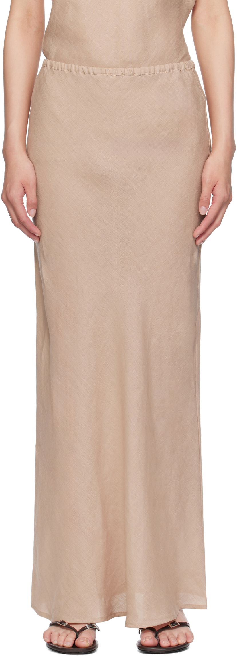 Hame Baserange Baserange Dydine Maxi Skirt Beige | SKDY-LI-SU25