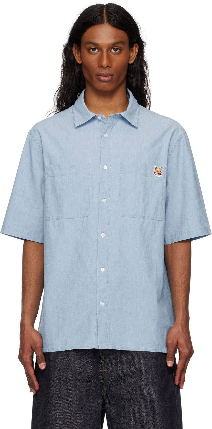 Paita MAISON KITSUNÉ Maison Kitsuné Relaxed Short Sleeve Shirt Sininen | OM00424WC5006