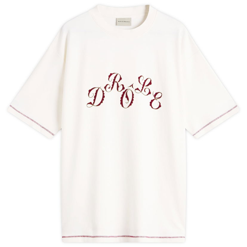T-paita Drôle de Monsieur Stagger Logo T-Shirt, Size Large Valkoinen | H-TS264-CO002-OW
