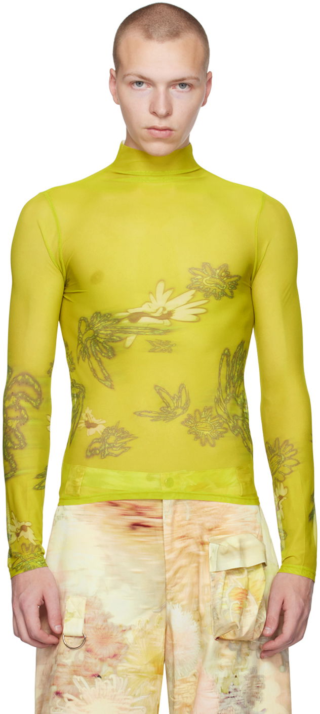 Villapaita Collina Strada Collina Strada Thumbtastic Floral Print Mesh Turtleneck Vihreä | XX3340