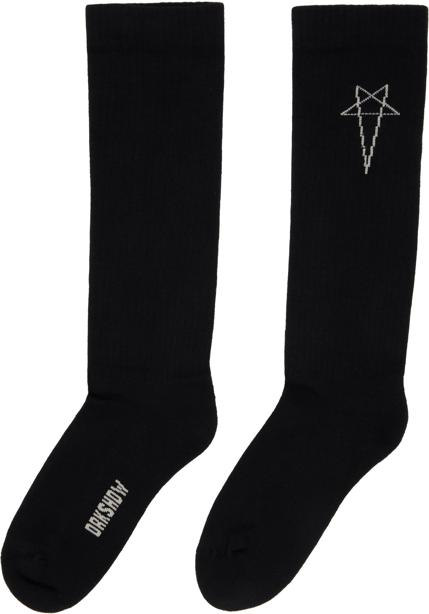 Sukat Rick Owens DRKSHDW Concordians Pentagram Knee High Socks Musta | DA02E7468 SOCKC, 1
