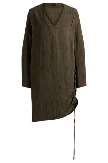 Mekko BOSS Midi Dress with Drawcord Vihreä | 50524225